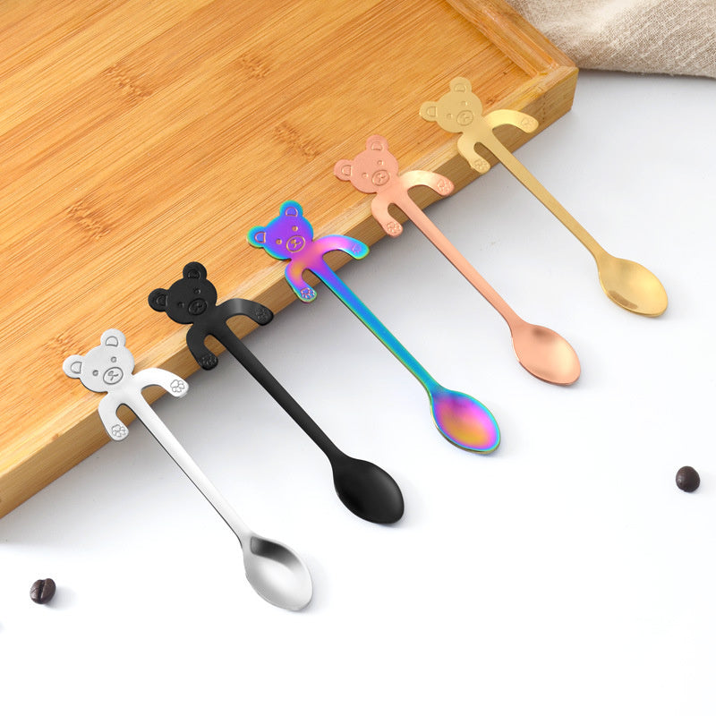 5PCS Dog Cat Bear Coffee Tea Stainless Steel Cute Hang Spoon