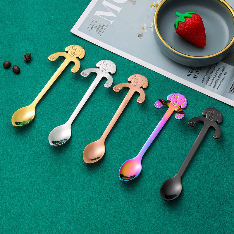 5PCS Dog Cat Bear Coffee Tea Stainless Steel Cute Hang Spoon