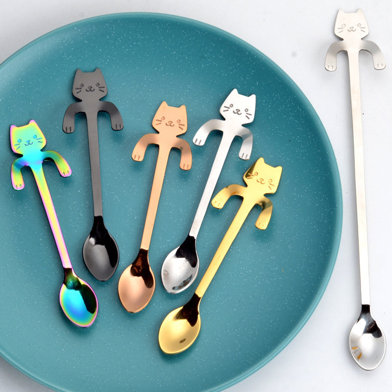 5PCS Dog Cat Bear Coffee Tea Stainless Steel Cute Hang Spoon