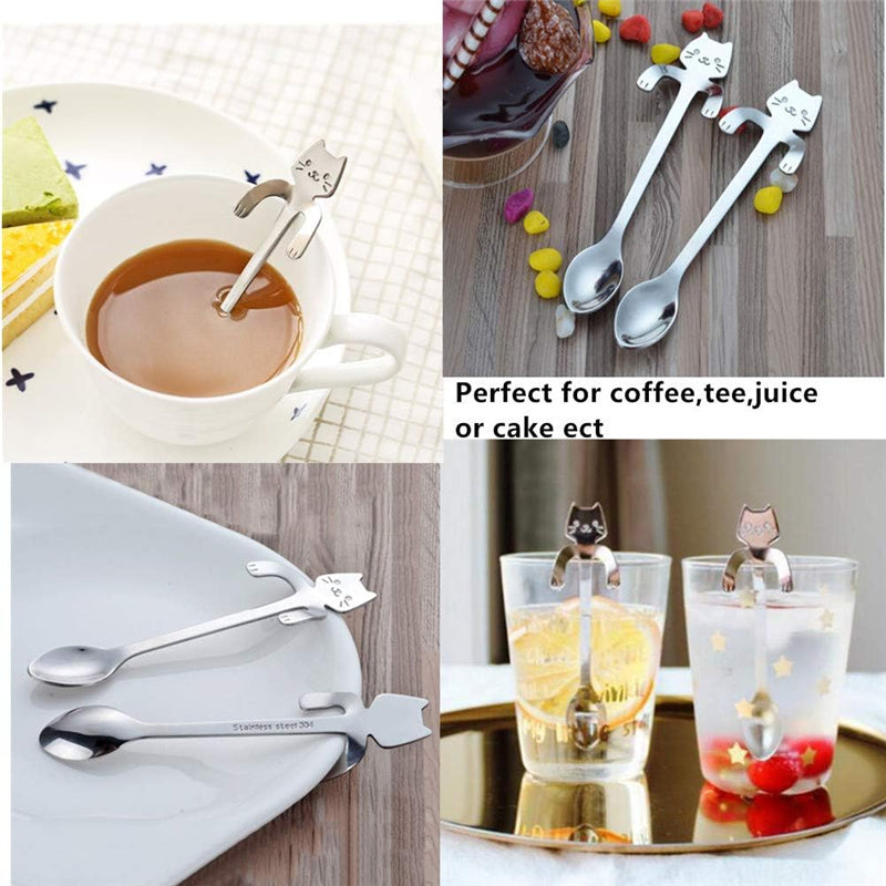 5PCS Dog Cat Bear Coffee Tea Stainless Steel Cute Hang Spoon