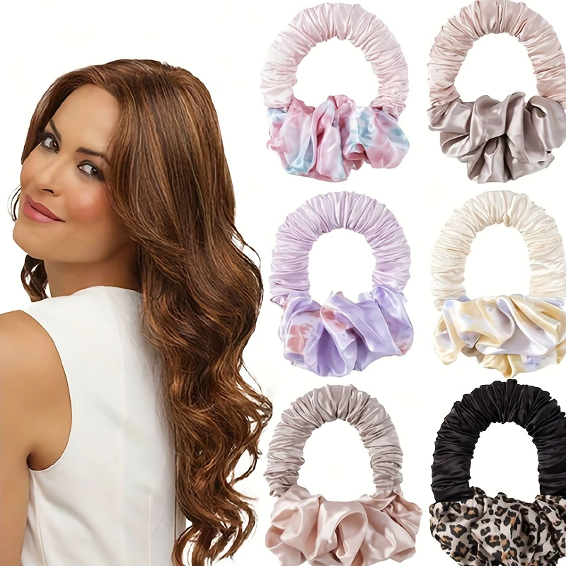 2Pcs Heatless Curling Scrunchie Curler Rod No Heat Long Hair Curls Headband ﻿