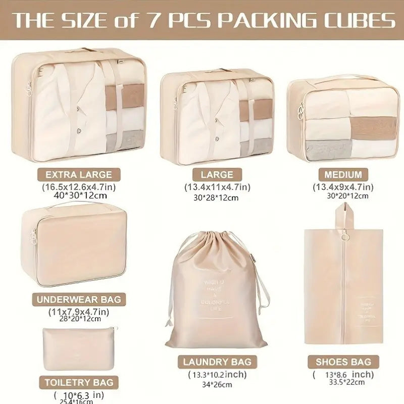 7pcs Polyester Travel Organizer Bags