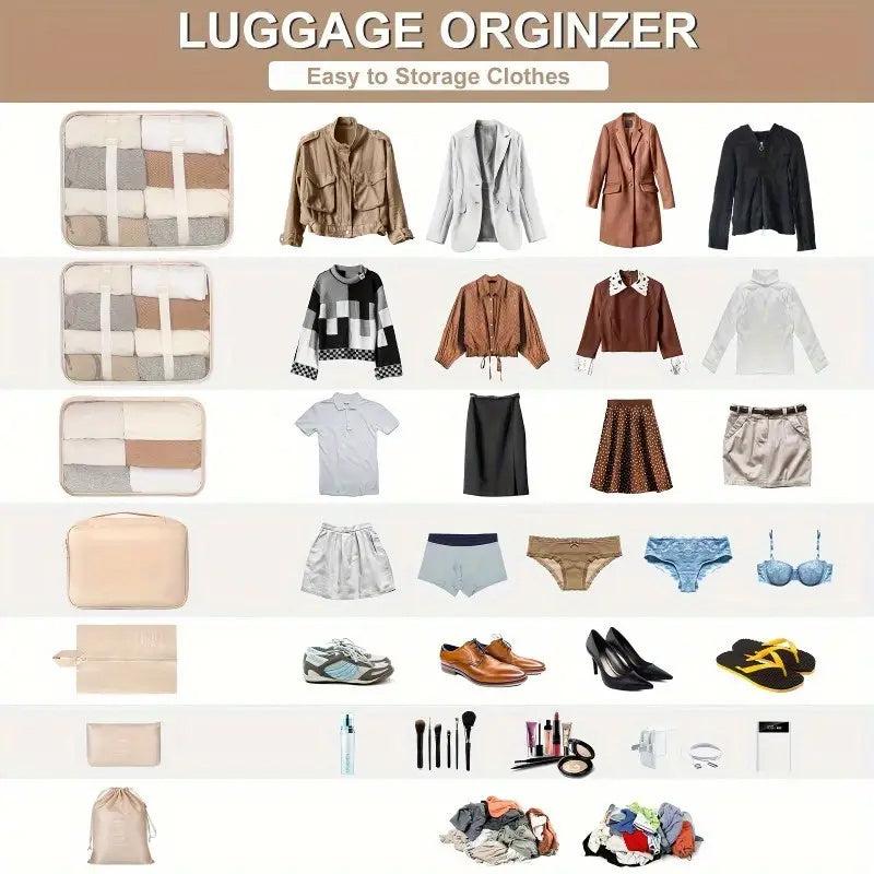 7pcs Polyester Travel Organizer Bags