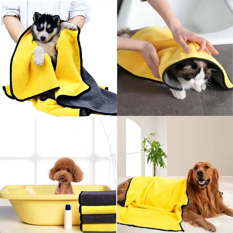 Absorbent Soft Dog Cat Microfiber Pet Bath Towel