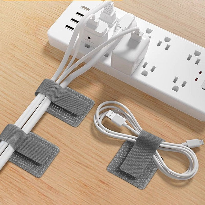 10 Pcs Self Adhesive Cable Straps Sticky Cord Reusable Wire Organizers for Office