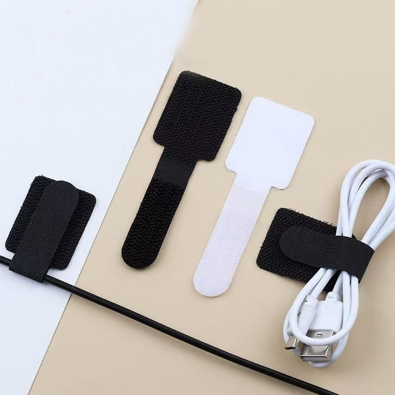 10 Pcs Self Adhesive Cable Straps Sticky Cord Reusable Wire Organizers for Office