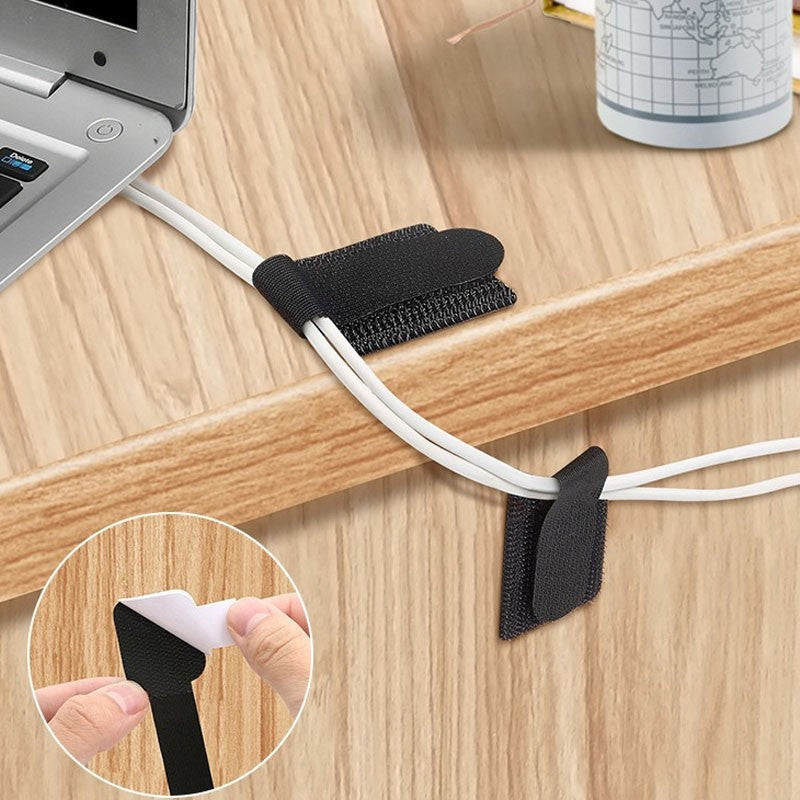 10 Pcs Self Adhesive Cable Straps Sticky Cord Reusable Wire Organizers for Office
