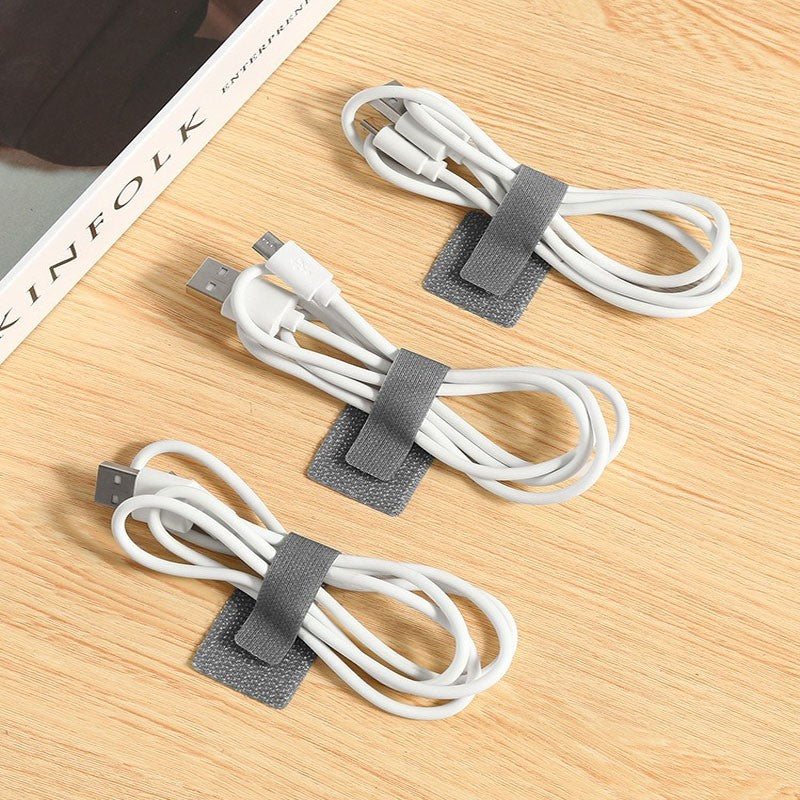 10 Pcs Self Adhesive Cable Straps Sticky Cord Reusable Wire Organizers for Office