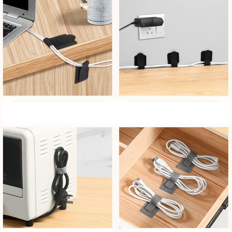 10 Pcs Self Adhesive Cable Straps Sticky Cord Reusable Wire Organizers for Office
