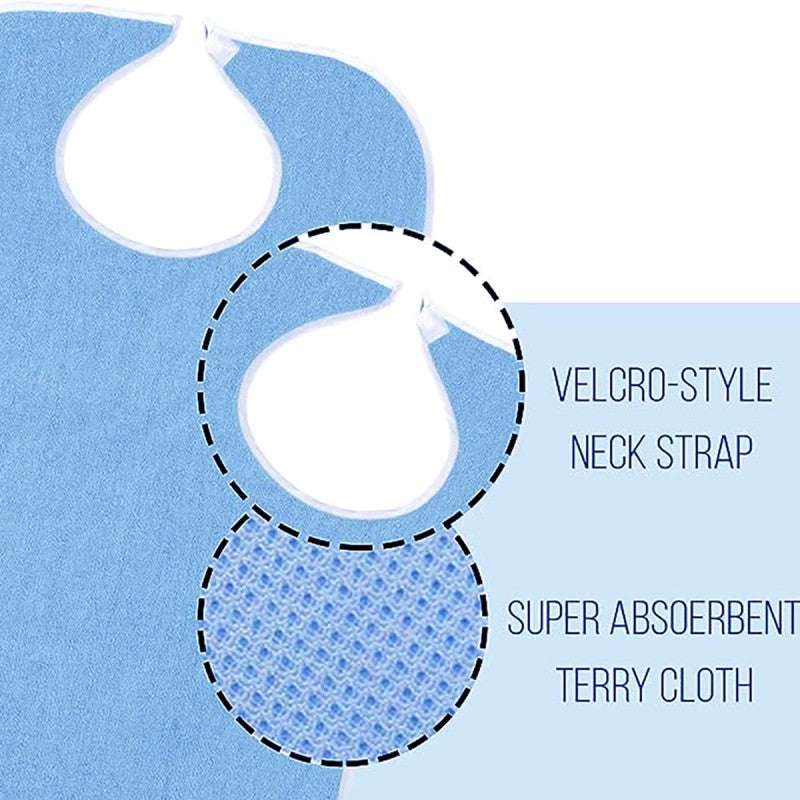 Adjustable Reusable Clothing Protector Bib with Crumb Catcher and Pocket