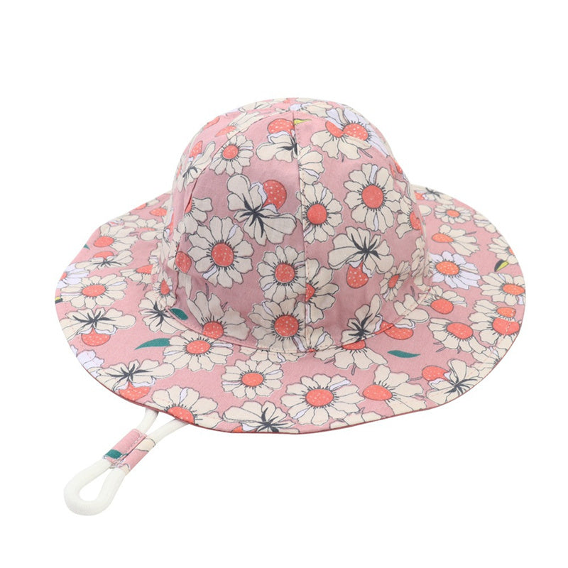 Baby Girls Boys Summer Sun Hat Kids Chin Strap Bucket Hats Beach Fisherman Cap