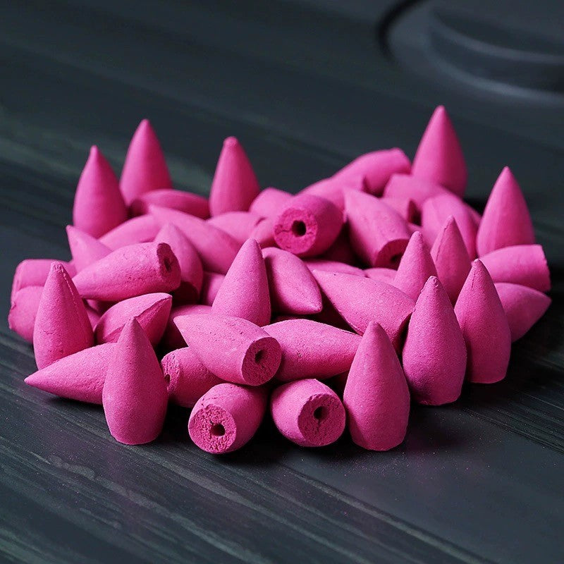 120pcs Natural Backflow Incense Cones Waterfall Sandalwood Rose Lavender Molly