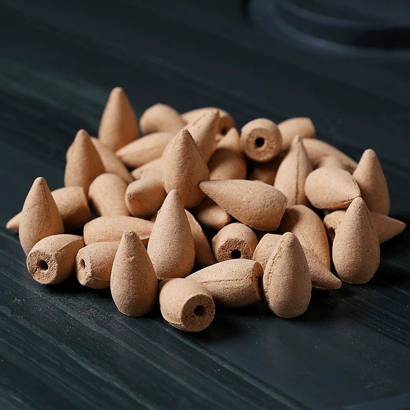 120pcs Natural Backflow Incense Cones Waterfall Sandalwood Rose Lavender Molly