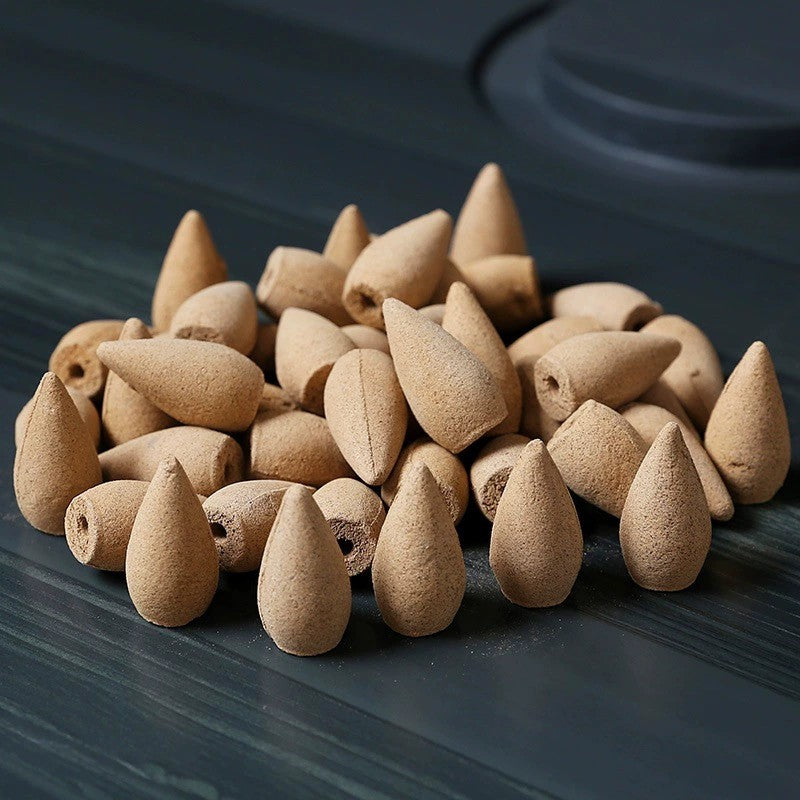 120pcs Natural Backflow Incense Cones Waterfall Sandalwood Rose Lavender Molly