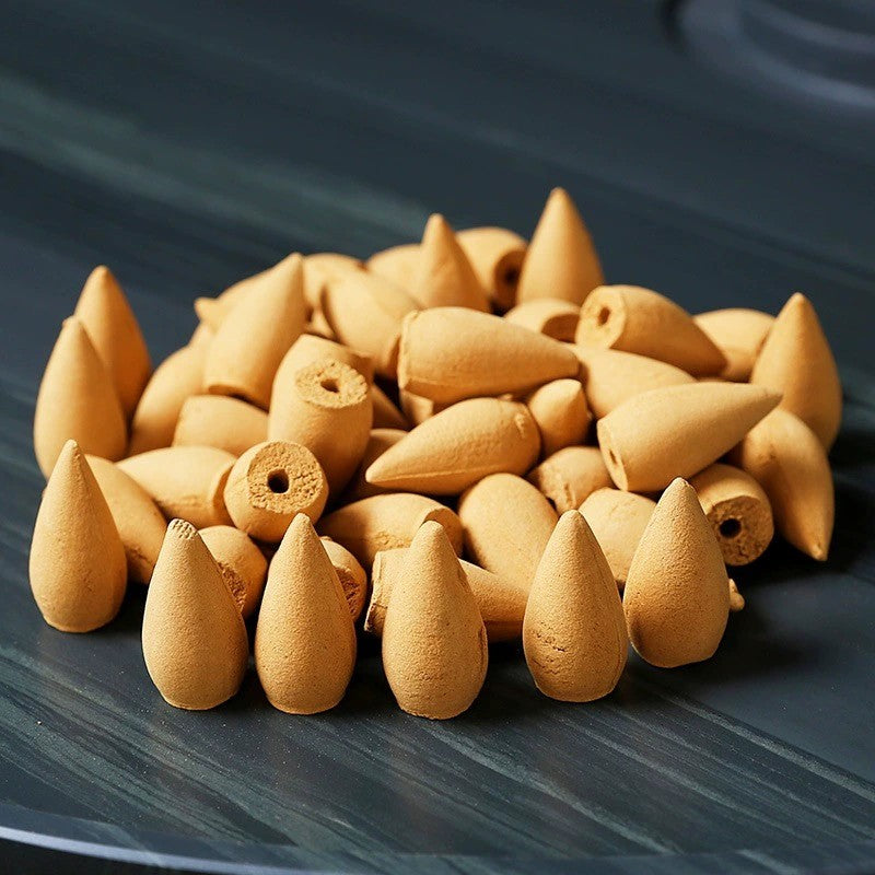 120pcs Natural Backflow Incense Cones Waterfall Sandalwood Rose Lavender Molly