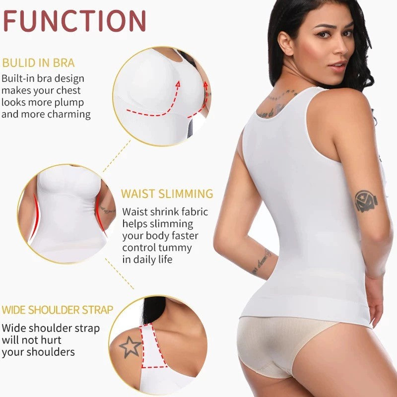 Shapewear Camisole Tops for Women Built in Bra Body Shaper Tummy Control
