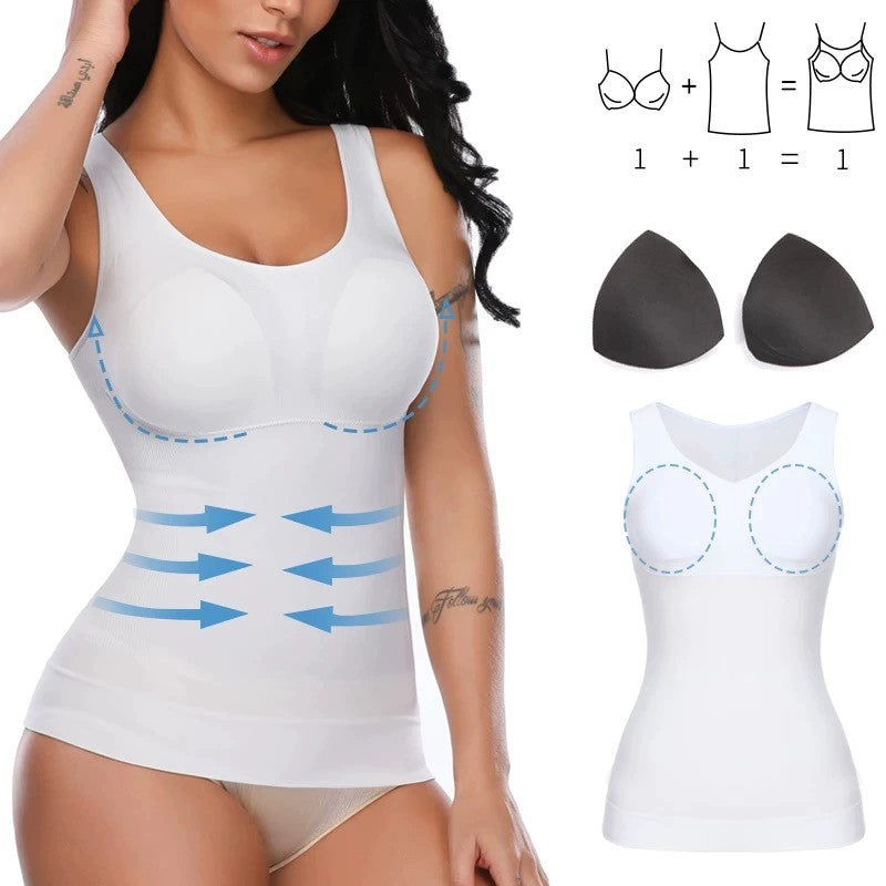 Shapewear Camisole Tops for Women Built in Bra Body Shaper Tummy Control