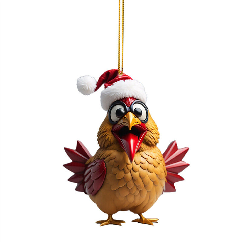 Chicken Rooster Hens Christmas Tree Decoration Thanksgiving Day Hanging