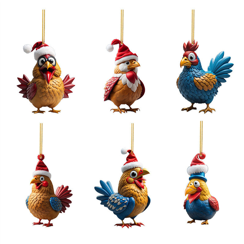 Chicken Rooster Hens Christmas Tree Decoration Thanksgiving Day Hanging