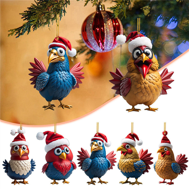 Chicken Rooster Hens Christmas Tree Decoration Thanksgiving Day Hanging