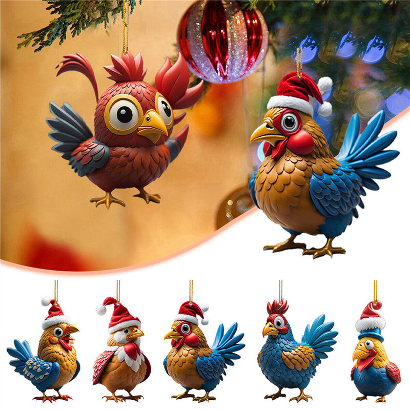 Chicken Rooster Hens Christmas Tree Decoration Thanksgiving Day Hanging