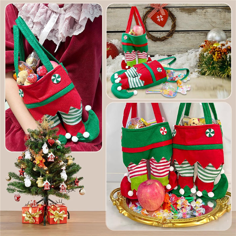 2Pcs Christmas Elf Spirit Stocking Fillers Pants Candy Gift Bags