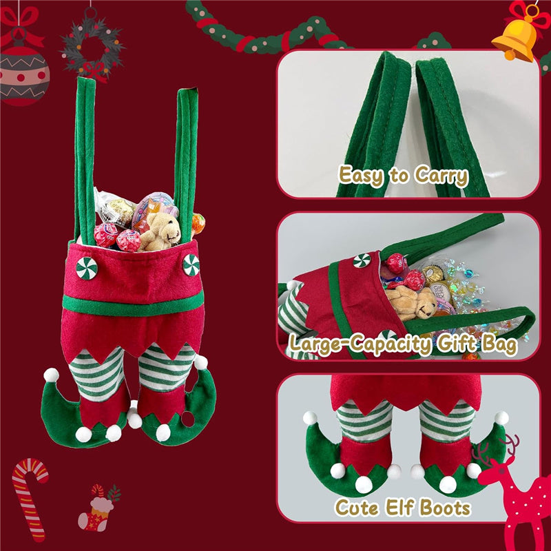 2Pcs Christmas Elf Spirit Stocking Fillers Pants Candy Gift Bags