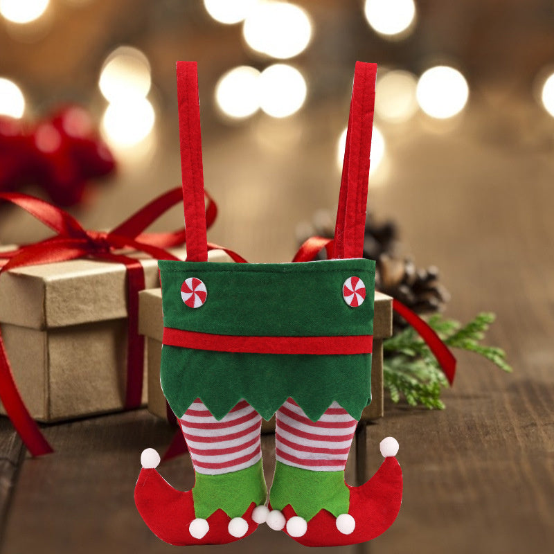 2Pcs Christmas Elf Spirit Stocking Fillers Pants Candy Gift Bags