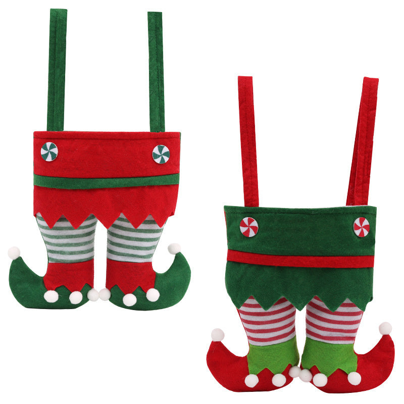 2Pcs Christmas Elf Spirit Stocking Fillers Pants Candy Gift Bags