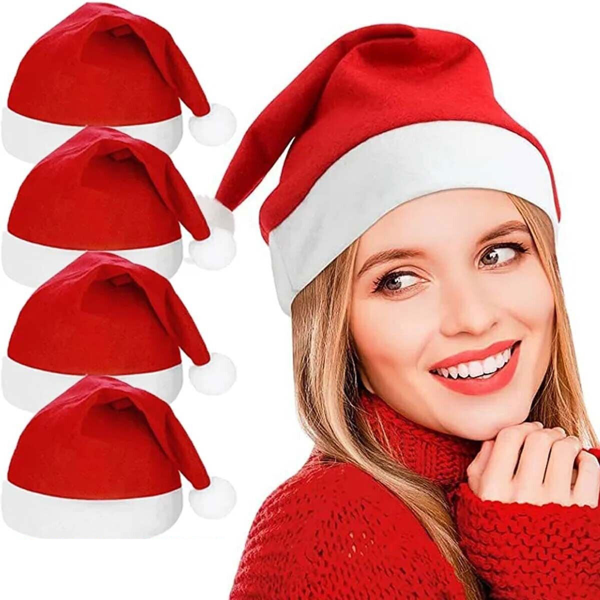 5PCs Christmas Hat Felt Santa Hat Xmas Caps Party Headwear for Adults and Kids