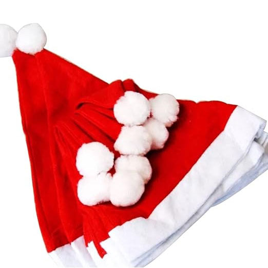 5PCs Christmas Hat Felt Santa Hat Xmas Caps Party Headwear for Adults and Kids