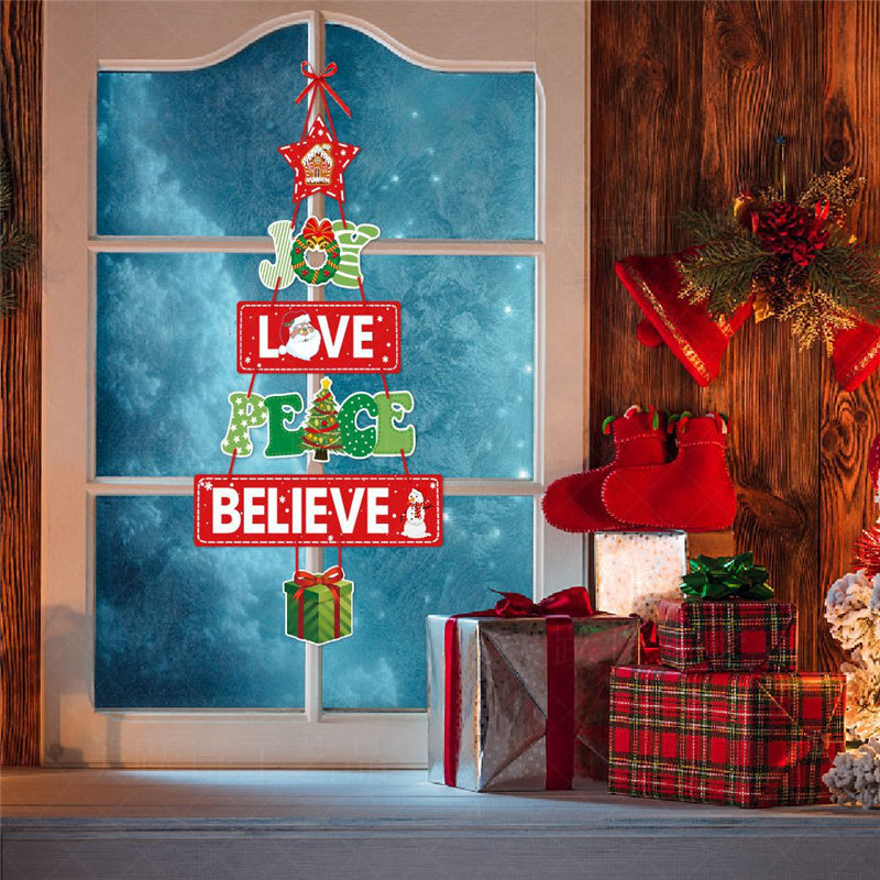 Merry Christmas Door Hanging Wreath Porch Banner Decor