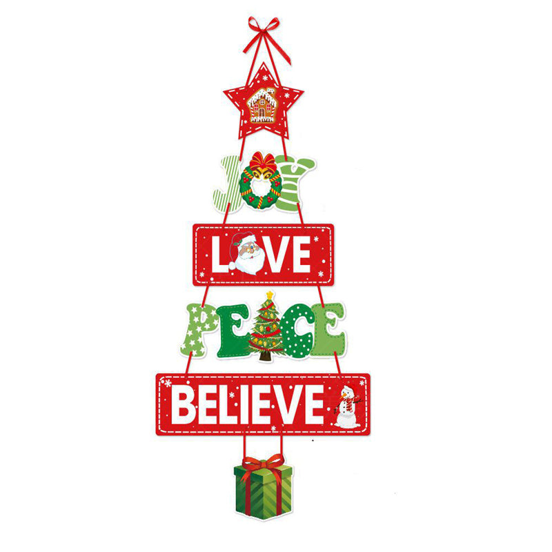 Merry Christmas Door Hanging Wreath Porch Banner Decor