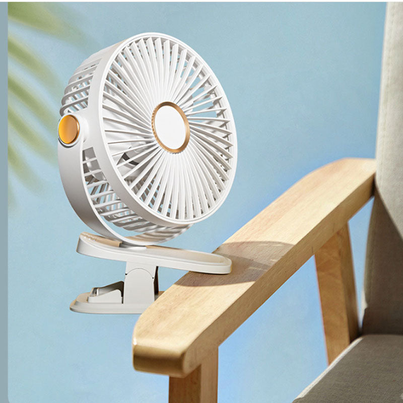 Clip on Portable Fan Rechargeable 720 ° Adjustable with LED Lights