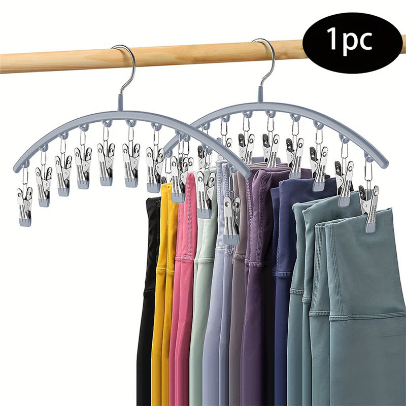 Clothes Hanging Rack Space-Saving Curved Hanger Closet Organizer With 10 Clips