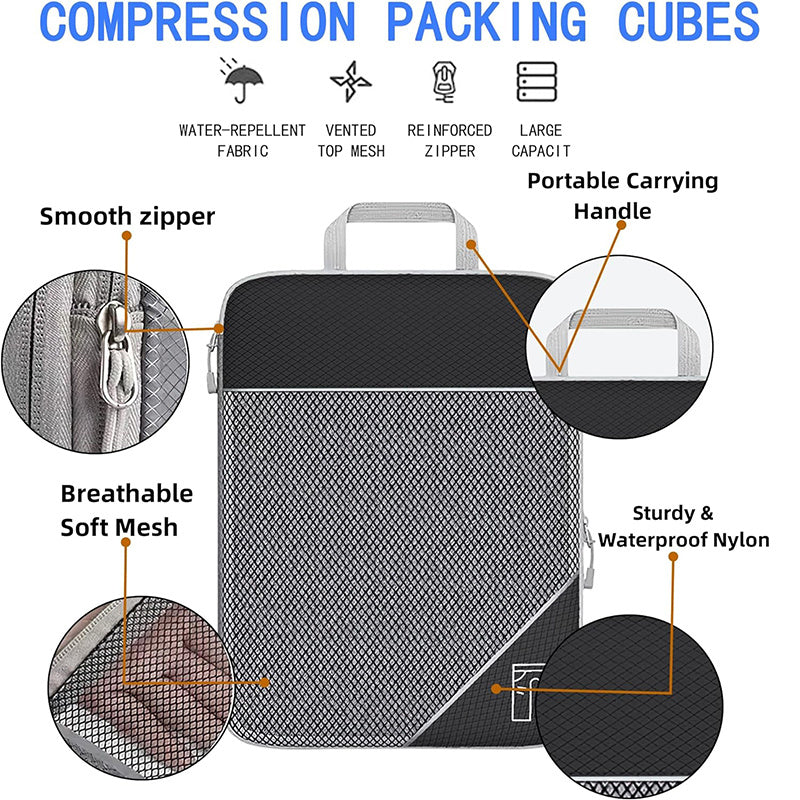 Travel Pouches Storage Mesh Extensible and Compression Packing Cubes Bags