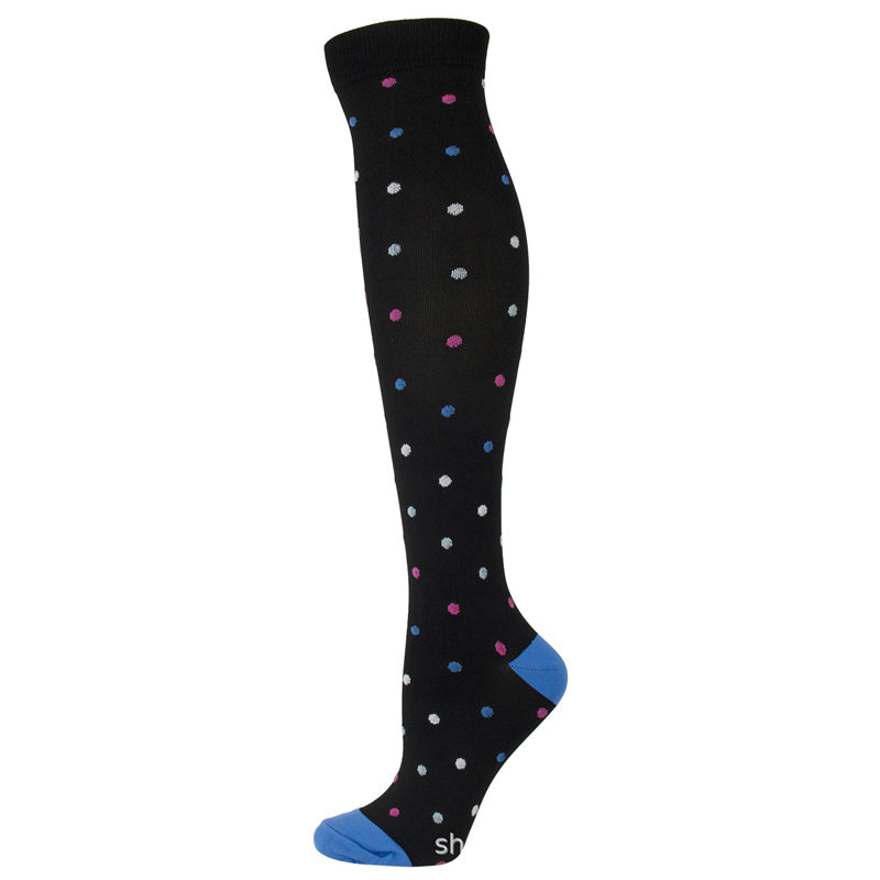 Knee-High Compression Socks Colored Dots Pattern Sports Nylon Stockings