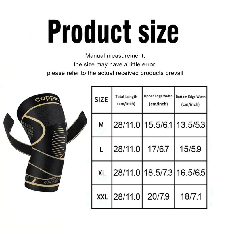 2Pcs Copper Knee Braces with Strap Knee Compression Sleeve