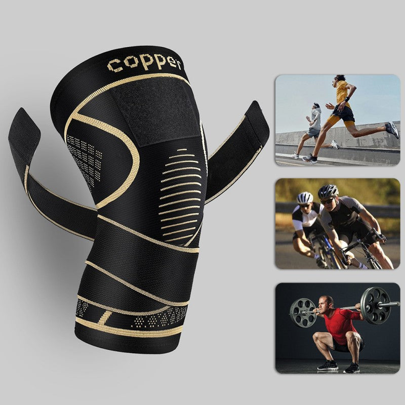 2Pcs Copper Knee Braces with Strap Knee Compression Sleeve