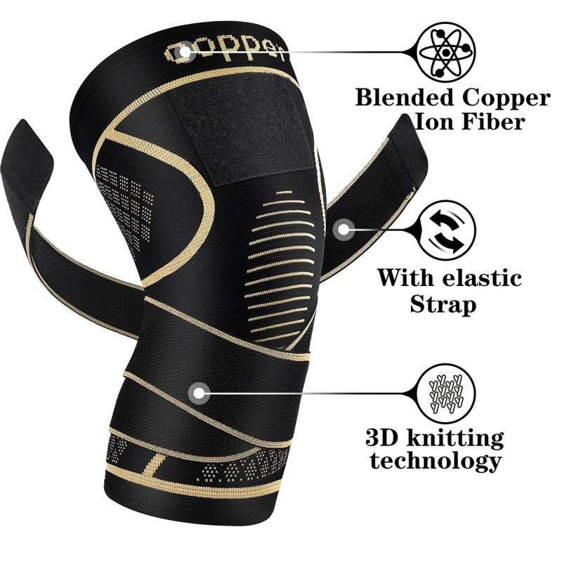 2Pcs Copper Knee Braces with Strap Knee Compression Sleeve