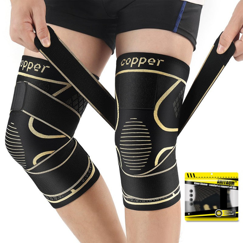 2Pcs Copper Knee Braces with Strap Knee Compression Sleeve