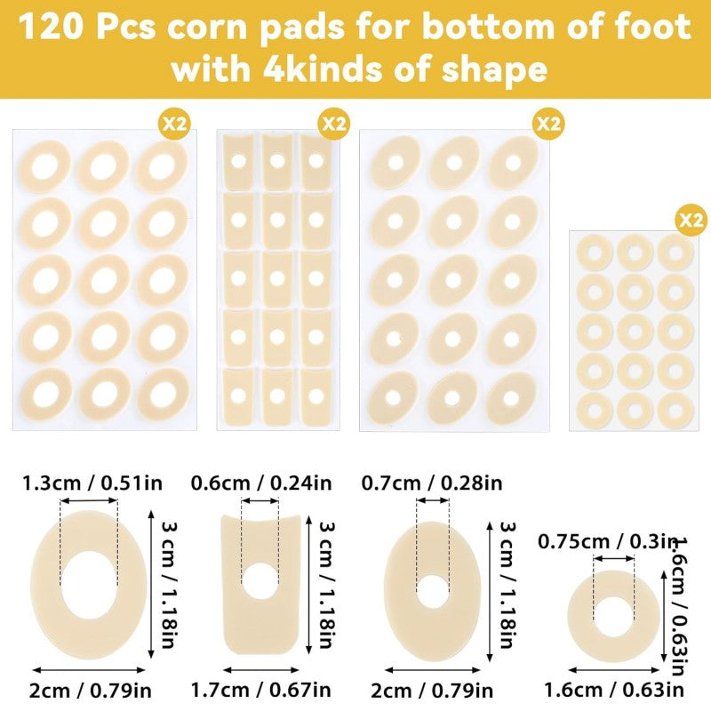 120pcs Corn Pads For Feet 4 Model Corn Cushions
