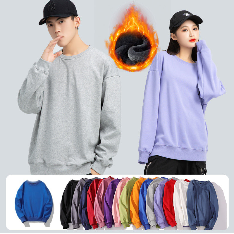 Casual Crewneck Fleece Thick Sweatshirts Long Sleeve Loose Fit Soft Pullover Tops