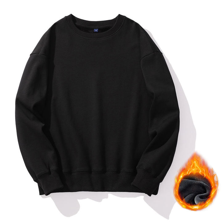 Casual Crewneck Fleece Thick Sweatshirts Long Sleeve Loose Fit Soft Pullover Tops