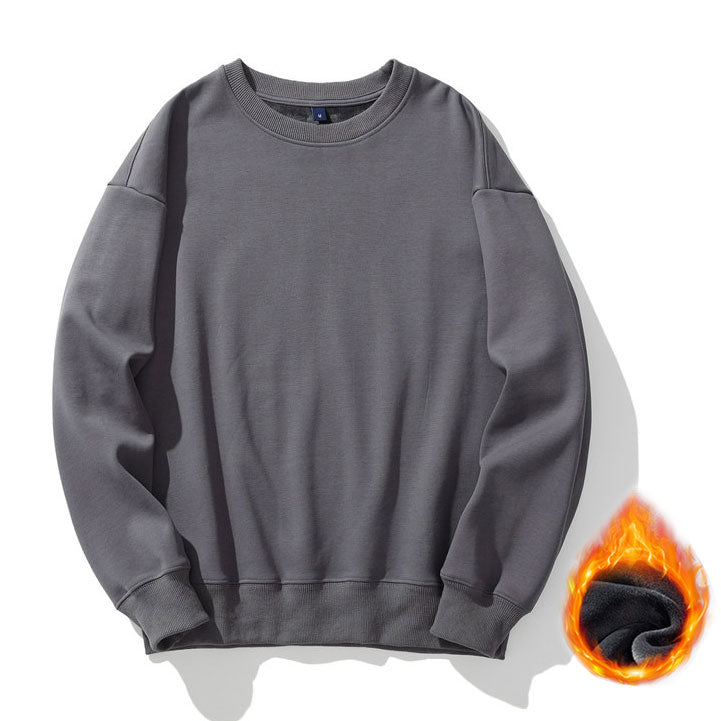 Casual Crewneck Fleece Thick Sweatshirts Long Sleeve Loose Fit Soft Pullover Tops