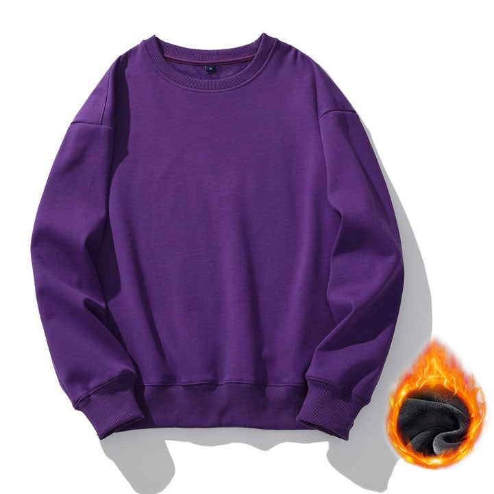 Casual Crewneck Fleece Thick Sweatshirts Long Sleeve Loose Fit Soft Pullover Tops