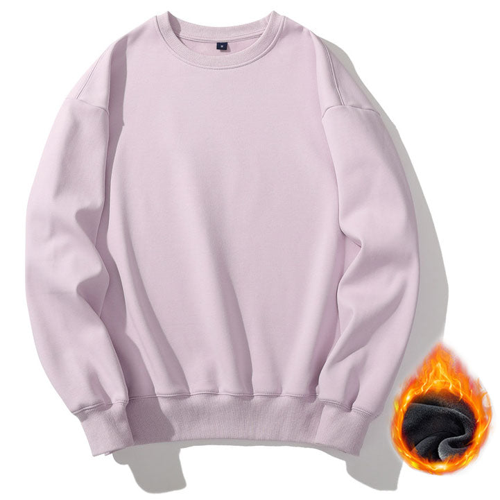 Casual Crewneck Fleece Thick Sweatshirts Long Sleeve Loose Fit Soft Pullover Tops