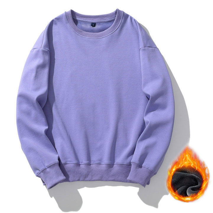 Casual Crewneck Fleece Thick Sweatshirts Long Sleeve Loose Fit Soft Pullover Tops