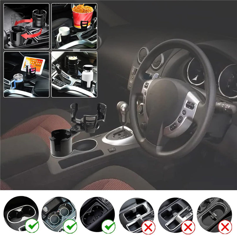 2 in 1 Multifunctional Car Cup Holder Extender Adapter with Adjustable Base ﻿