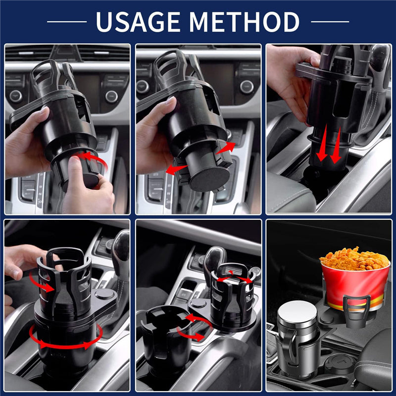 2 in 1 Multifunctional Car Cup Holder Extender Adapter with Adjustable Base ﻿